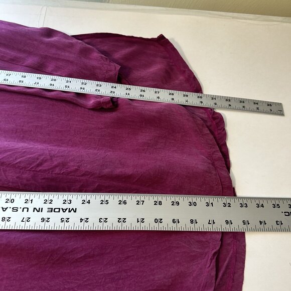 Vintage Womens Magenta Button Front Rayon Cardigan Blouse Top Pink Flowy Boho - Picture 5 of 8